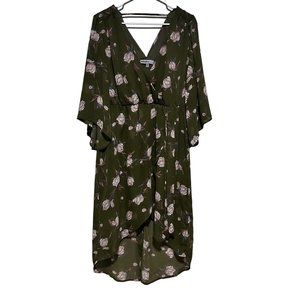 Bailey Blue Faux Floral Wrap Green Dress‎ Size XL